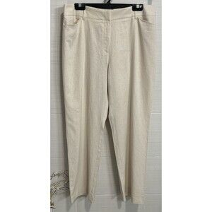 NWT Cato EST. 1946 Classic Linen Blend Natural Beige Wide Leg Pants 14